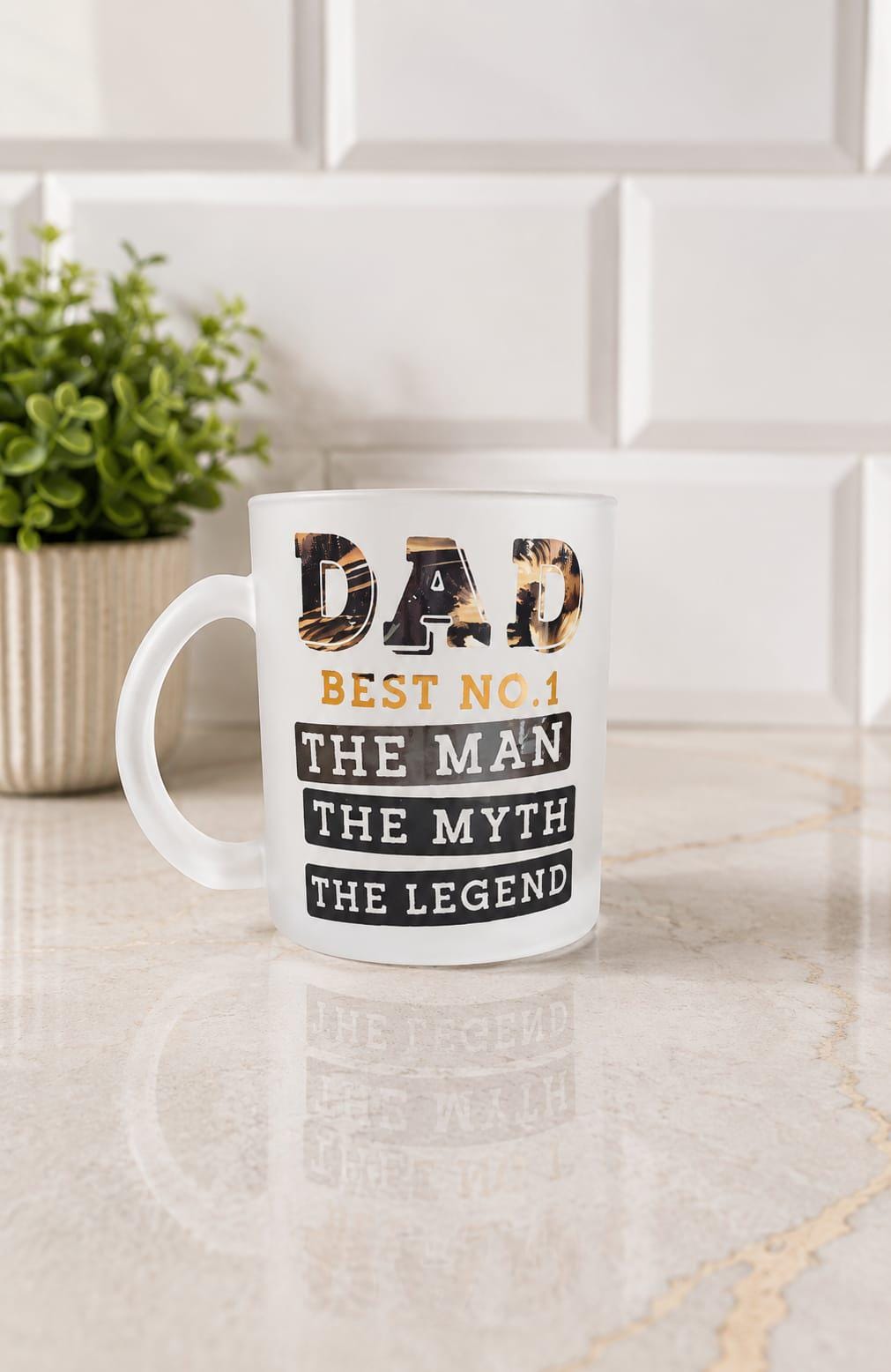 Dad the man frosted glass mug