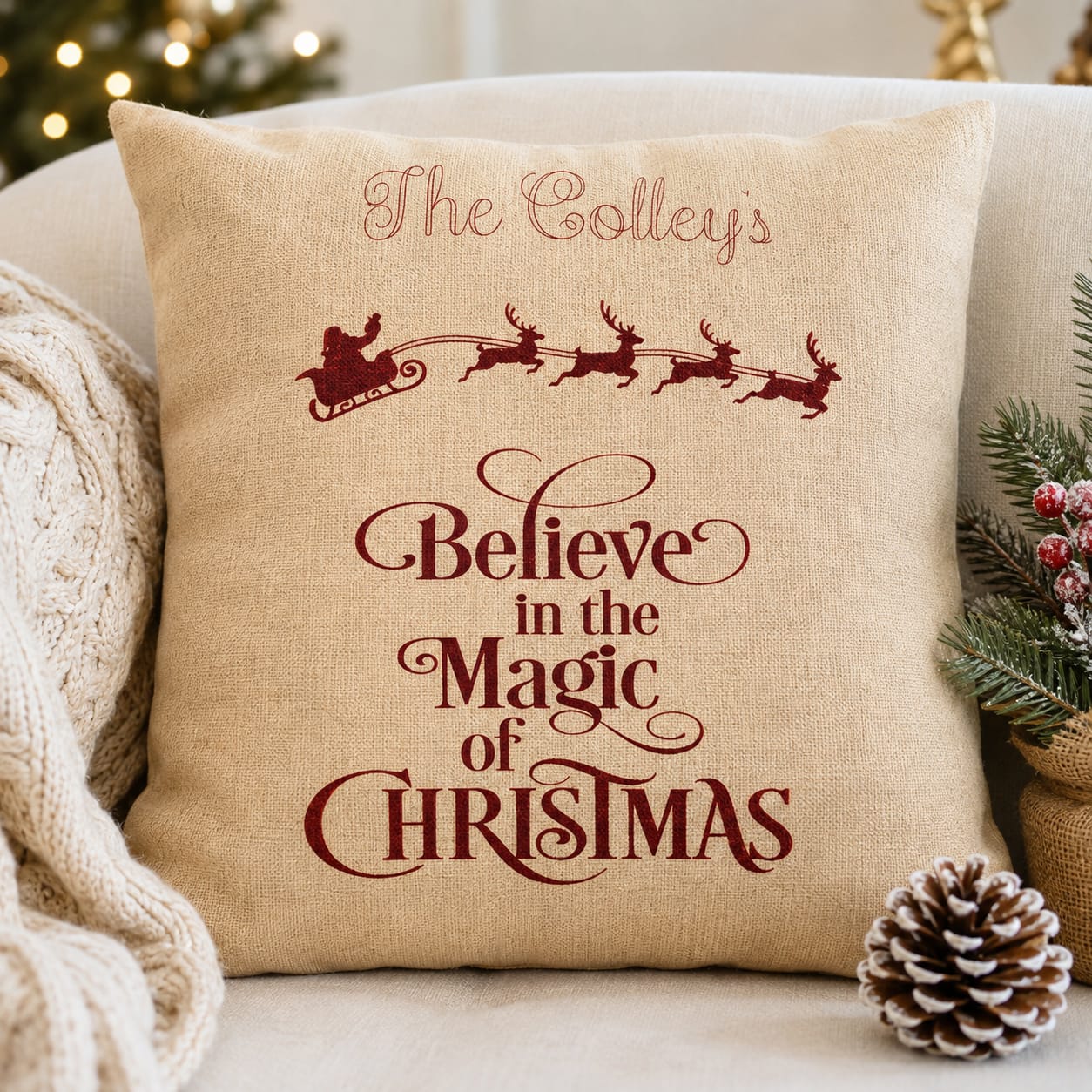 Personalised Christmas cushion.