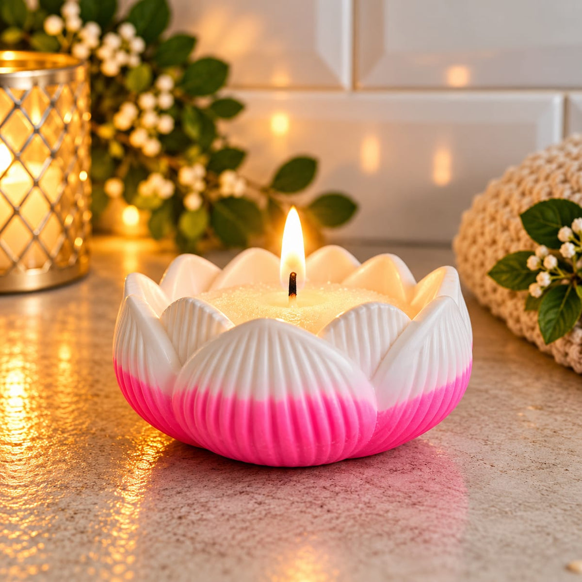 Eco resin lotus flower candle