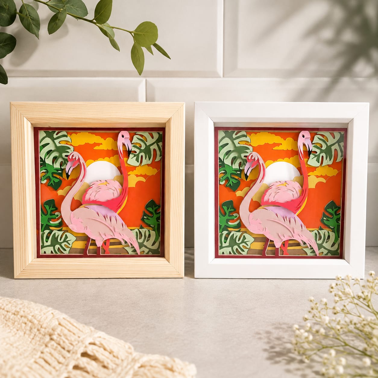 Flamingo shadow box