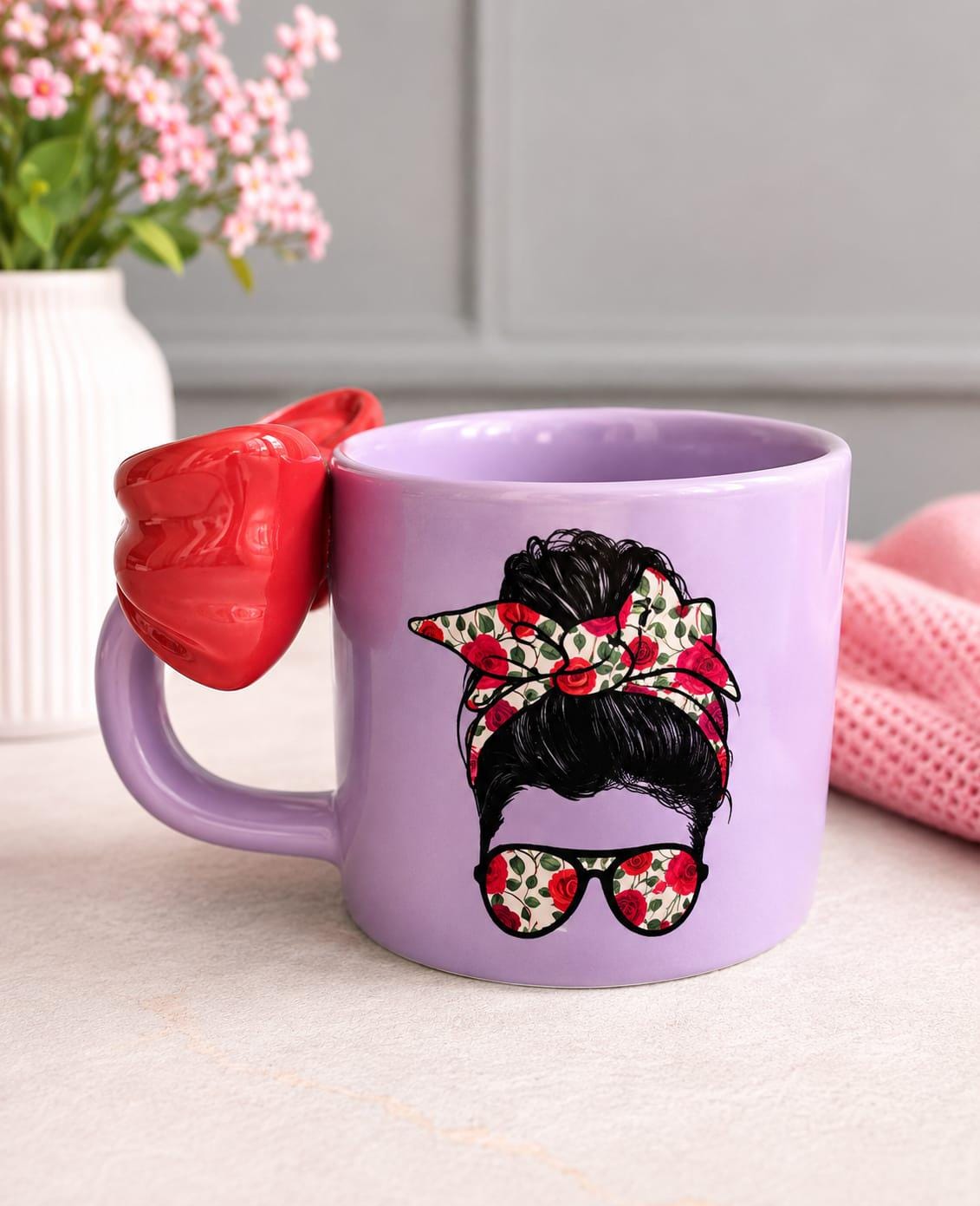 Purple bow mug