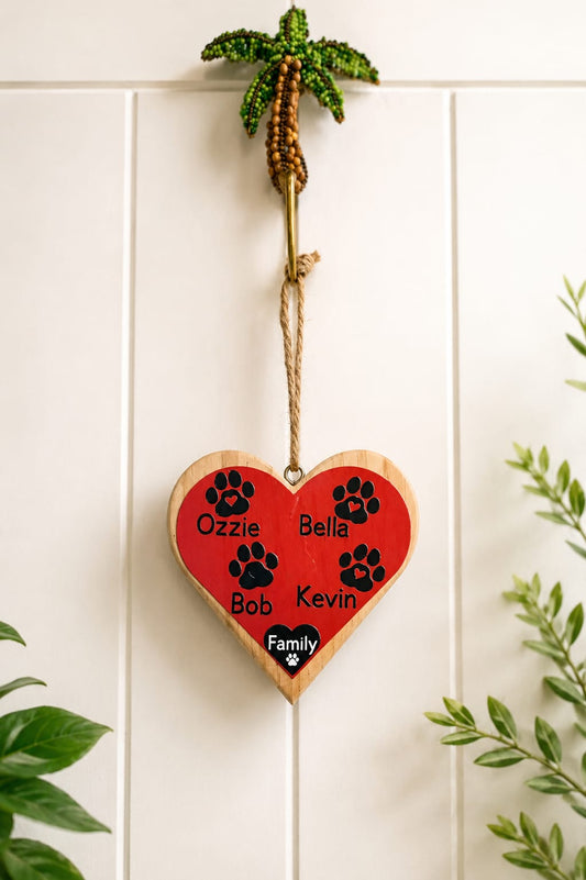 Personalised dog name(s) hanging heart