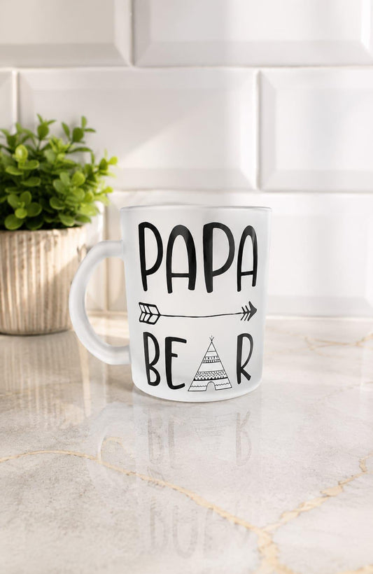 Papa Bear frosted glass mug
