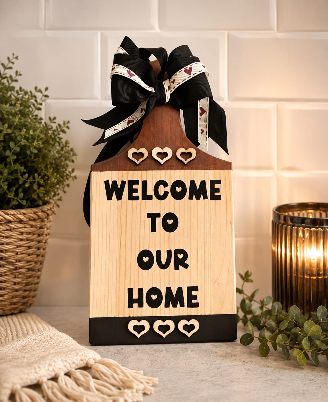 Welcome wooden sign