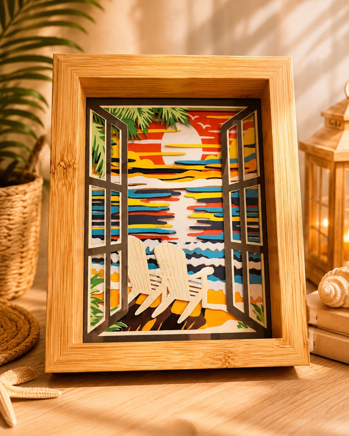 Beach scene box frame