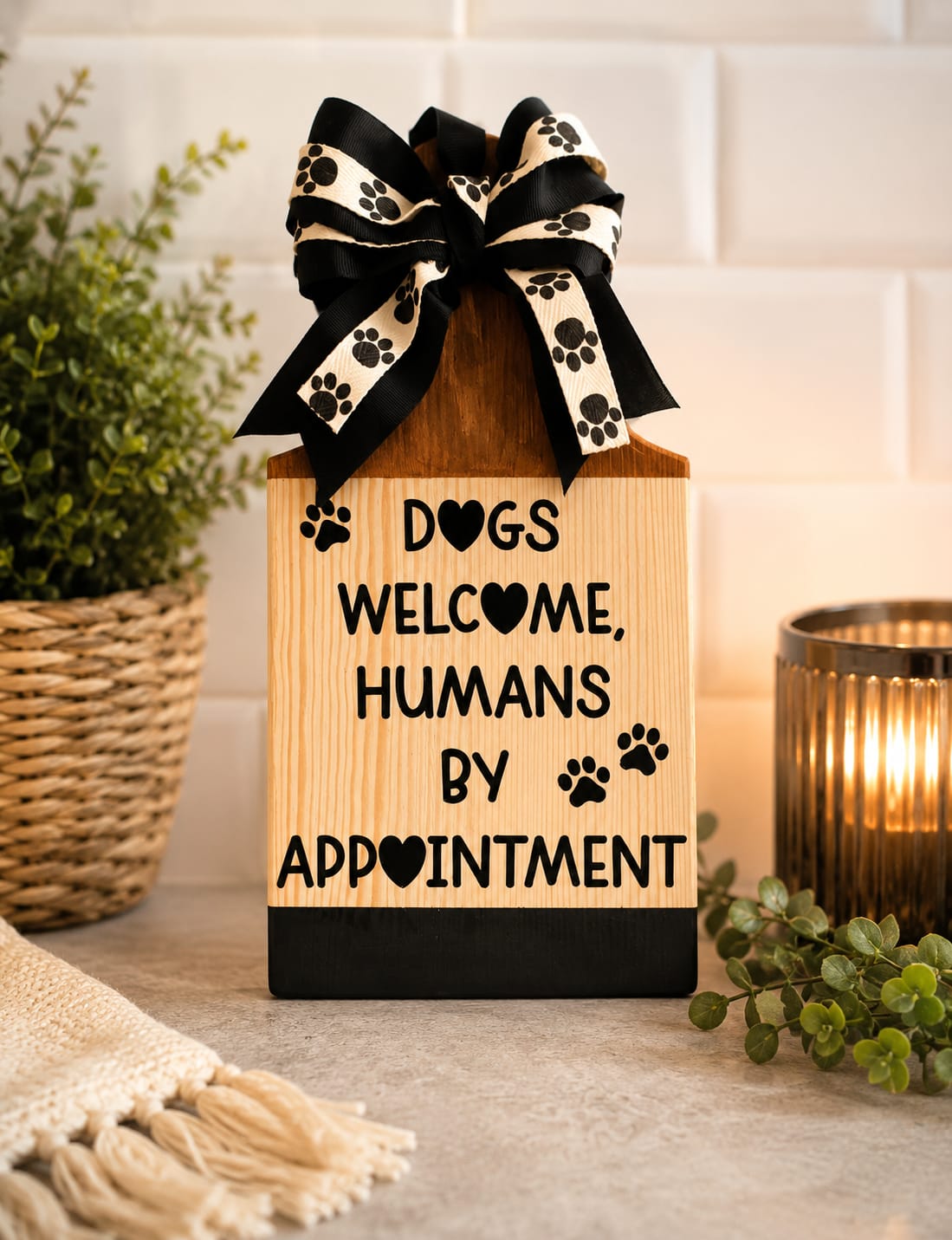 Dogs welcome wooden sign