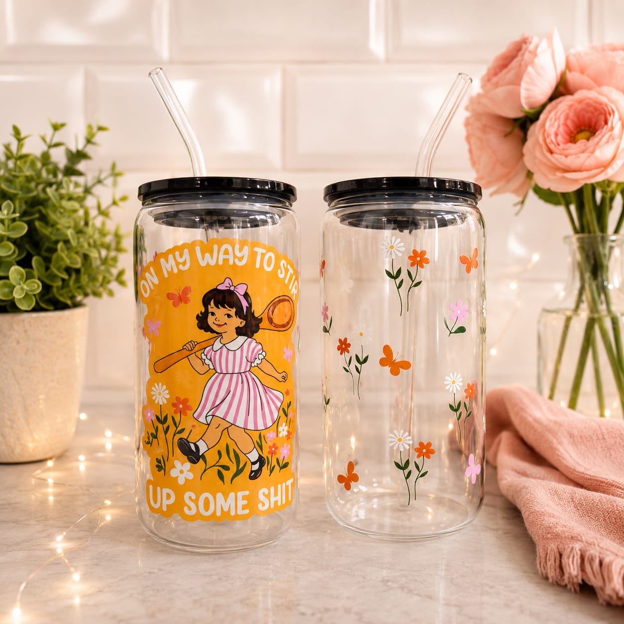 Customised glass tumblers