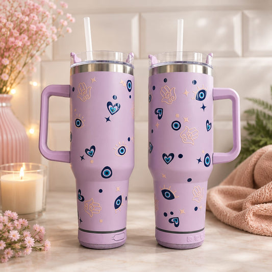 Customised large travel tumbler with bluetooth speaker