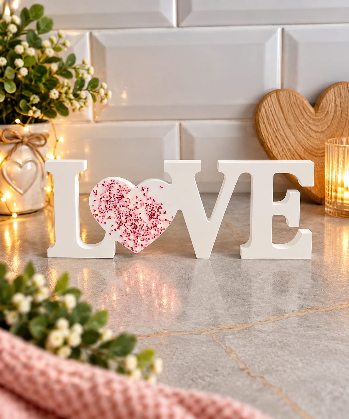 Eco resin word ornaments