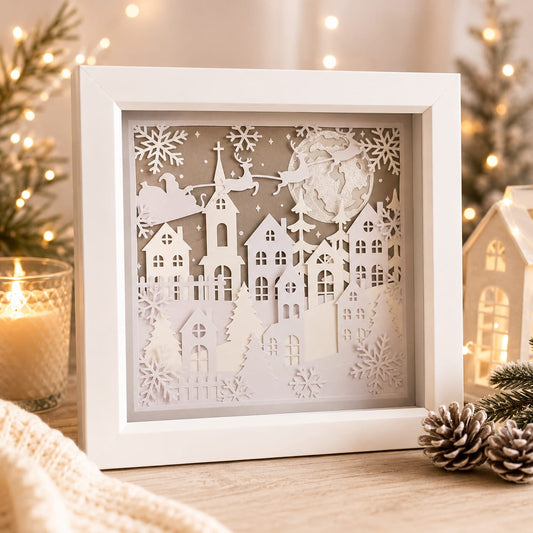 Christmas snow scene shadow box
