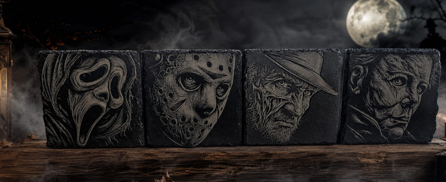 Horror inspired slate coasters