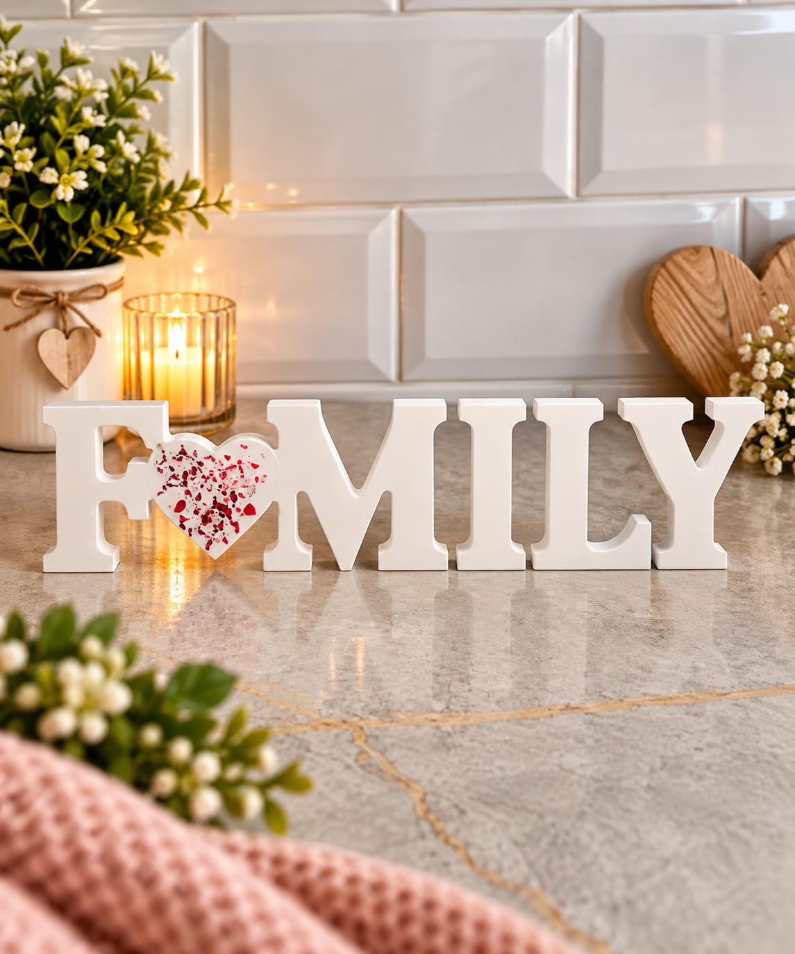 Eco resin word ornaments