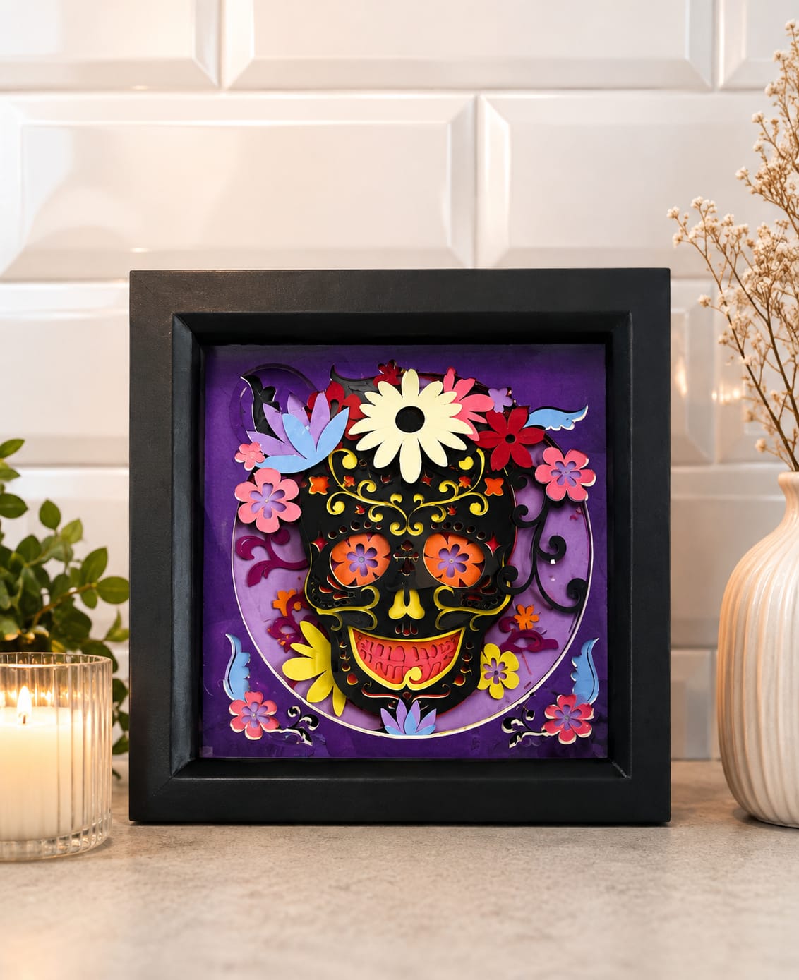 Sugar skull shadow box