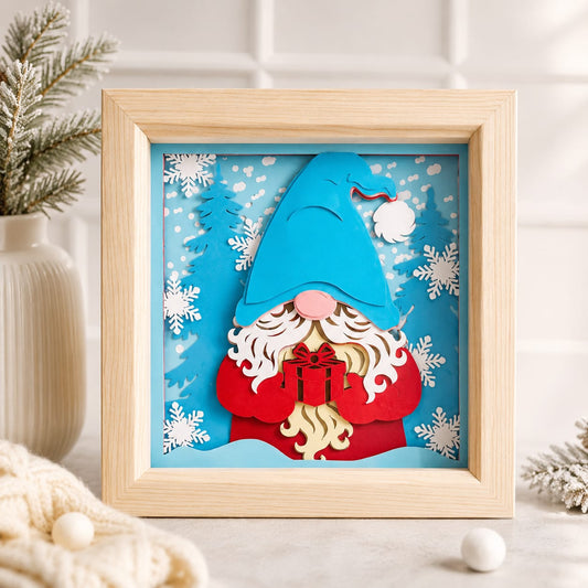 Christmas blue gonk shadow box