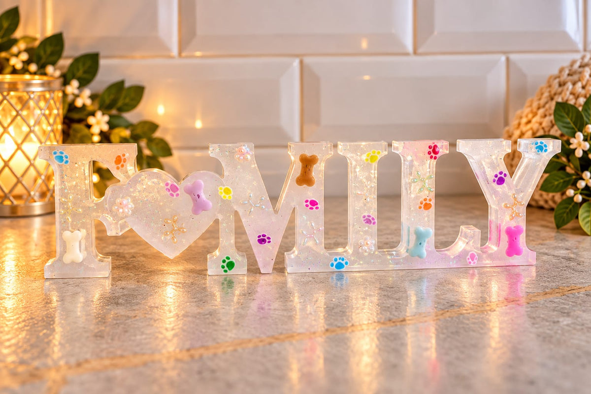 Resin word ornaments