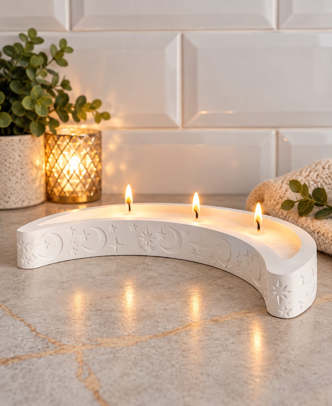 Moon eco resin trinket dish/candle