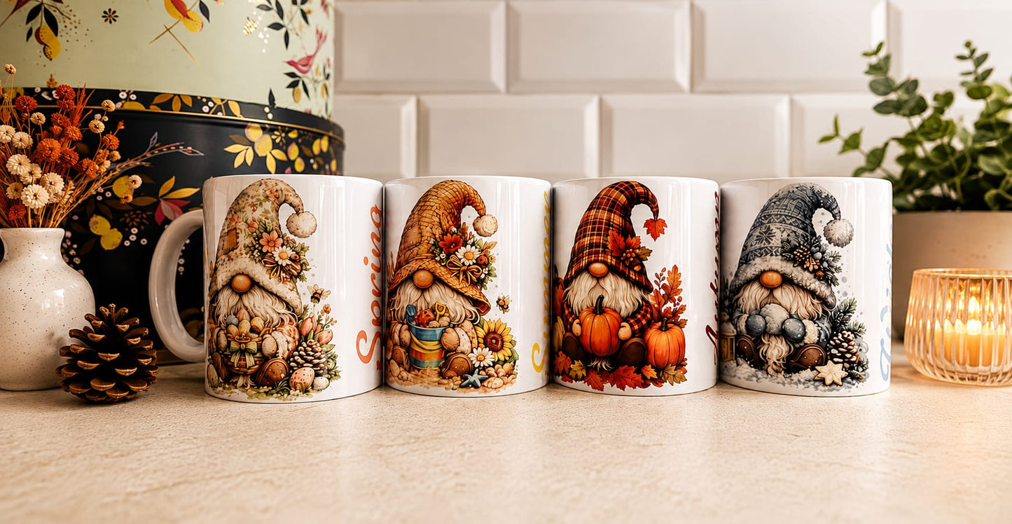 Set of 4 season gonk mugs